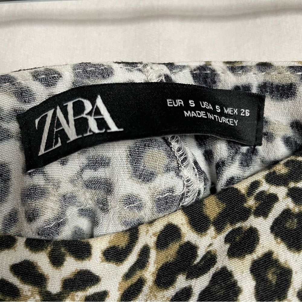 Zara Ruffle Leopard Print Mini Skort Skirt Boho Animal Cheetah Print - Picture 3 of 14